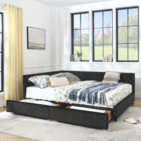 Queen Size Storage Upholstered Tufted Bed Frame, Sofa Bed Frame with Comfortable Backrest and Armrests, Queen Size Bed for Bedroom, Living Room,V