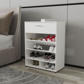 FM FURNITURE Onawa Modern Shoe Rack with Drawer, White