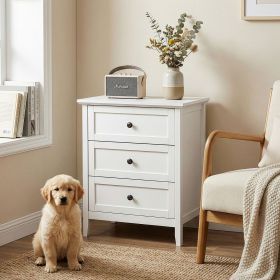 White embossed (SG014FD) P2 MDF + particleboard with melamine veneer, framed, 60*40*70cm, three-drawer bedside table