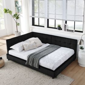 Full Size Upholstered Tufted Bed Frame, Sofa Bed Frame with Comfortable Backrest and Armrests, Full Size Bed for Bedroom, Living Room,Velvet