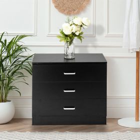 [] Modern Simple 3-Drawer Table Nightstand Dresser Black