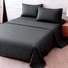 4pcs Ultra Soft 85g Sheet & Pillowcase Set, Sanded Sanded, Soft Wear-Resistant, Solid, Machine Washable, All-Season, Christmas Comforter Set, Twi (Color: GREY, size: king(75.98''*79.92''))