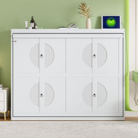 Queen Size Murphy Bed Wall Bed (Color: White)