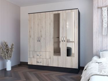 Armoire Ron, Bedroom, Black / Light Gray (Color: as Pic)
